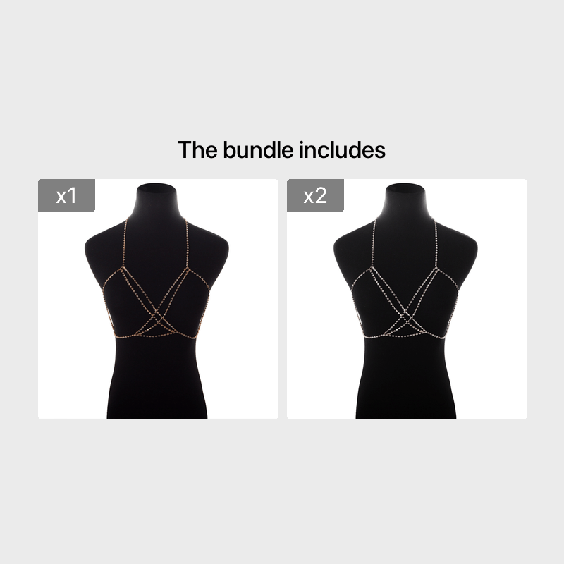 Bohemian Beach Choker Necklace, Multilayer Rhinestone Body Chain