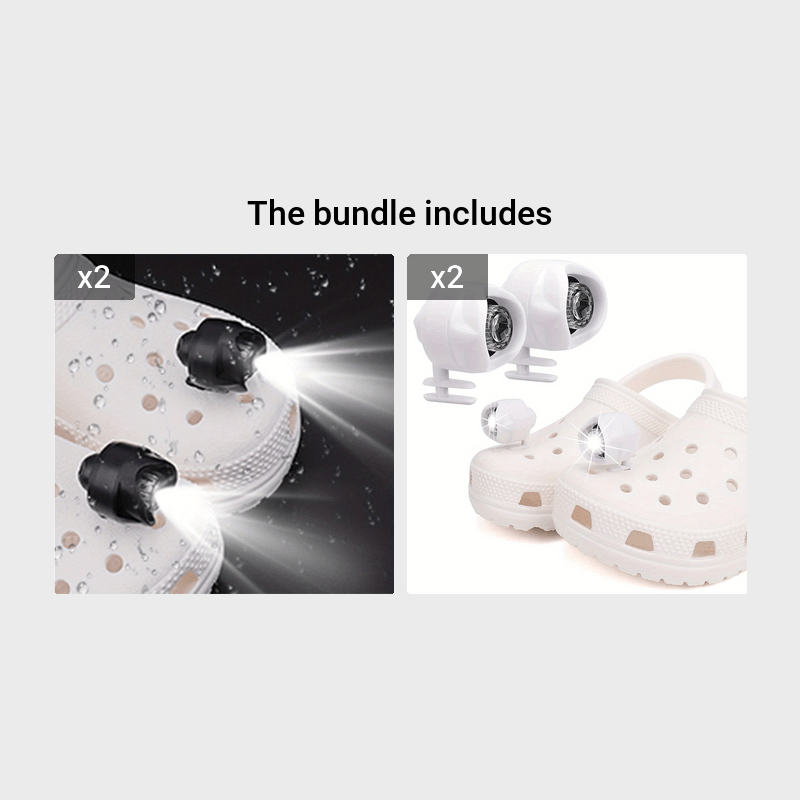 2pcs Croc Headlights Shoe Decorations For Dog Walking Camping And Hiking 3  Lighting Modes Lasts For 72 Hours, Today's Best Daily Deals