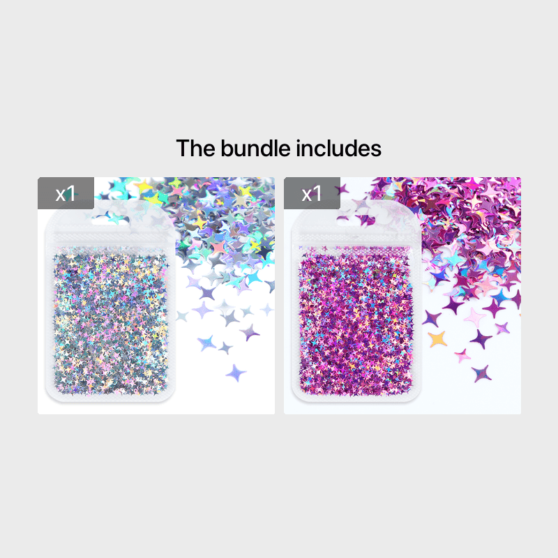 Silver Star Stickers with Glitter, Glittery Nail Designs, Embellishm, MiniatureSweet, Kawaii Resin Crafts, Decoden Cabochons Supplies