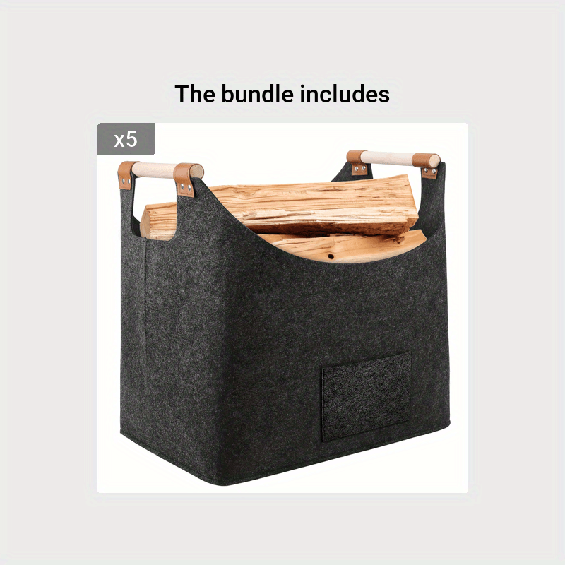 16A Waxed Canvas Bag Fireplace Wooden Bag Felt Basket Pocket