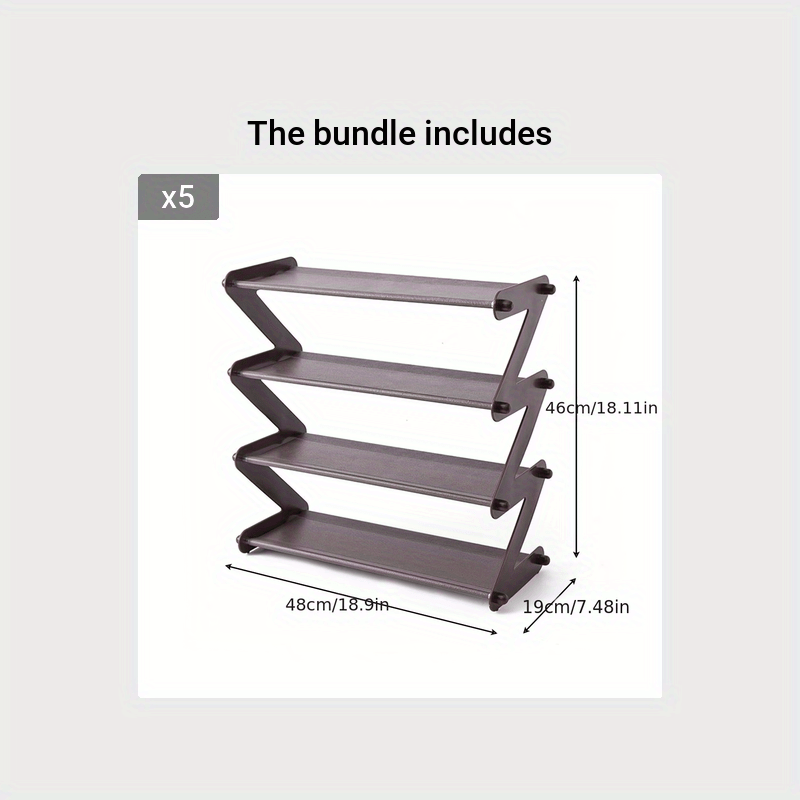 1pc Z-shaped Shoe Rack, 4 Tier Shoe Organizer, Multi-layer Shelf, Easy  Assemble, Canvas Fabric Material, Suitable For Students' Dorm Room