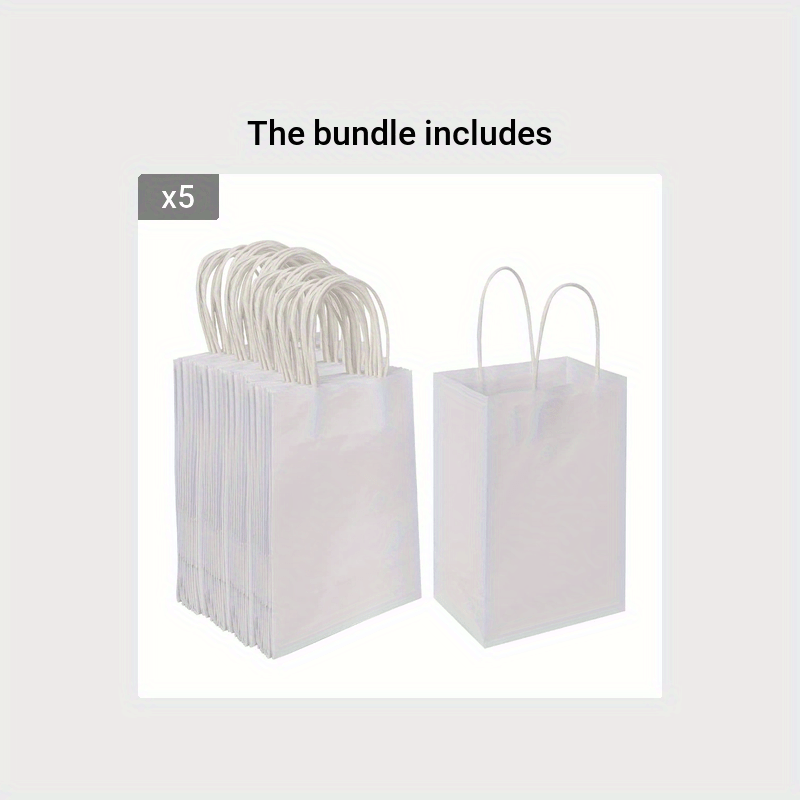 5pcs Gift Wrapping Paper Bag With Handle / Craft Gift Bag For Shopping,  Retail, Birthday, Wedding Party