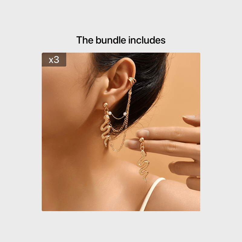 Multi-layer Chain Snake Earrings, Unique Design