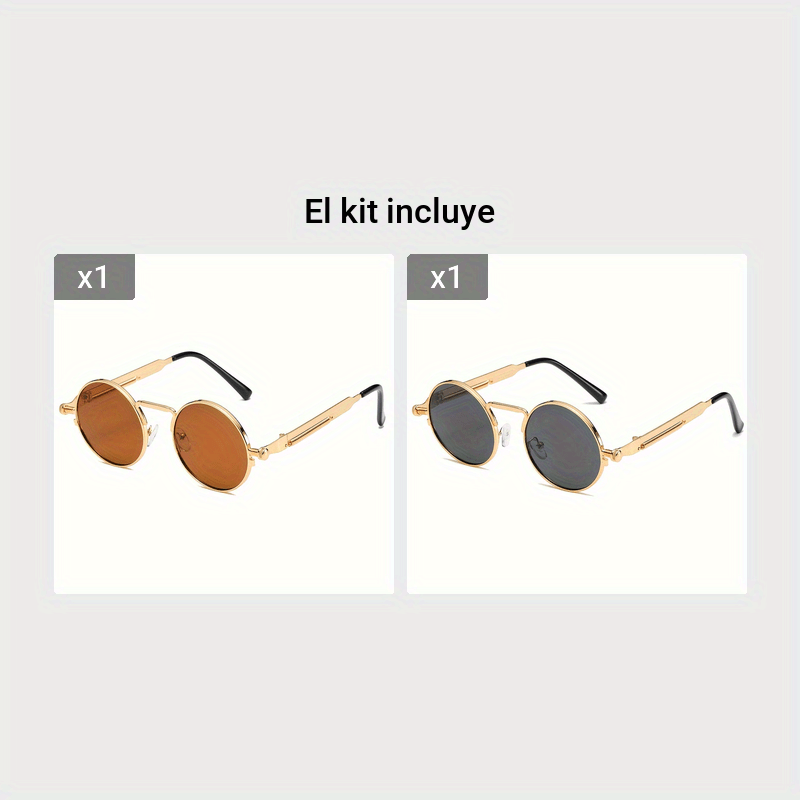 Gafas de sol redondas de moda Retro Unisex, gafas de sol de Metal, gafas  circulares, gafas Hippie de fiesta, accesorios de verano al aire libre -  AliExpress