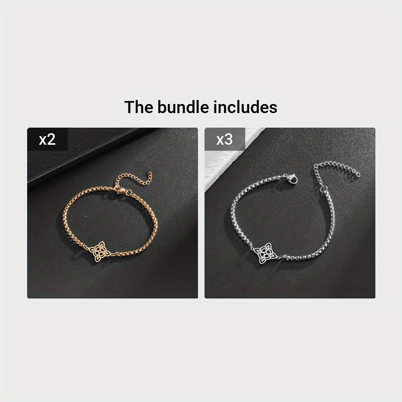 304 Stainless Steel Witch Knot Bracelet, Irish Lucky Amulet
