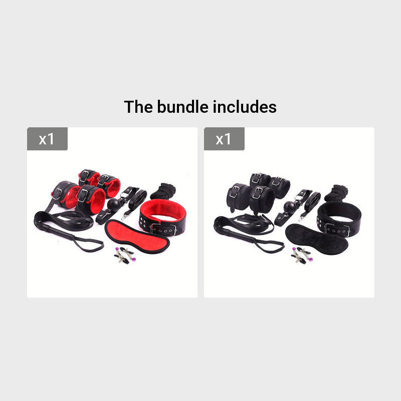 BDSM Bondage Set; Erotic Bed Games; Adults Handcuffs; Nipple Clamps; Whip  Spanking Anal Plug Vibrator SM Kit; Sex Toys For Couples