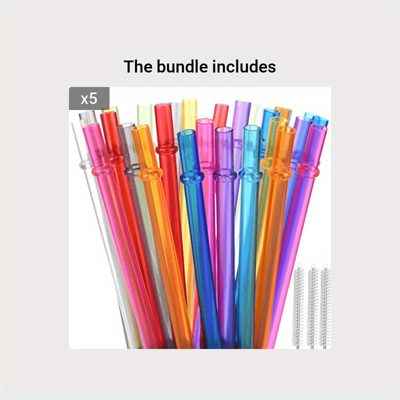 9 inch Long Rainbow Colored Reusable Tritan Plastic Replacement Straws for 20 oz 30 oz Tumblers, Size: 23, Black