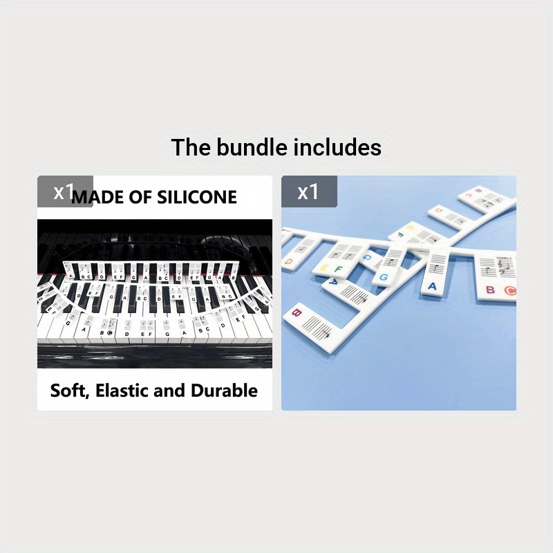 Amovible Piano Clavier Note Étiquettes Réutilisable Silicone 88 Touches  Guide Notes Piano Autocollants Couleur Noir Blanc