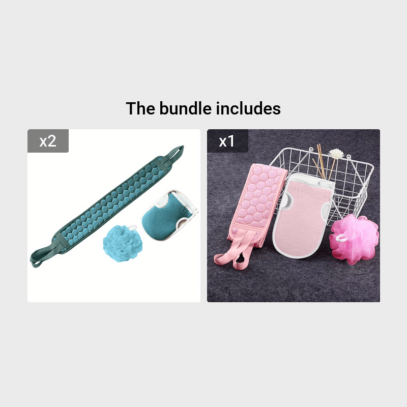 3pcs Exfoliating Bath Towel Set Bath Flower Back Scrubber Loofah Sponge