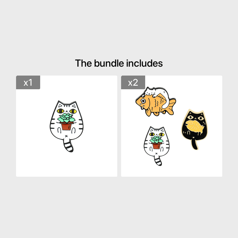 Casual Cat Eating Fish Enamel Pins for Backpacks Anime Cartoon Pins