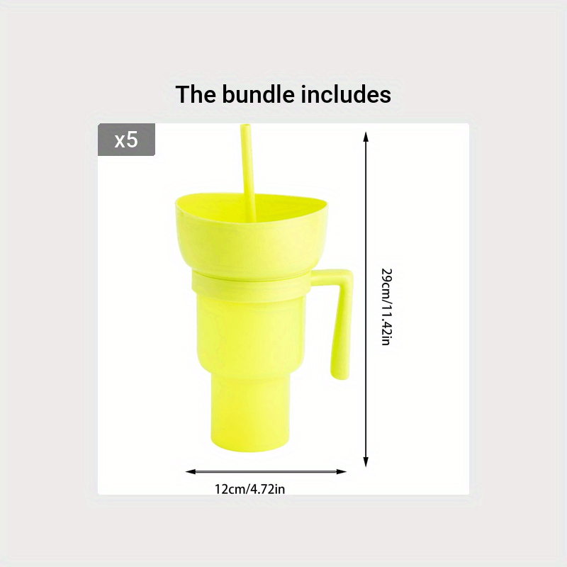 Wharick Snack and Drink Cup, Cup Bowl Combo with Straw, Stadium Tumbler,  Tumbler Popcorn Cup for Adults, Kids, Home, Travel 