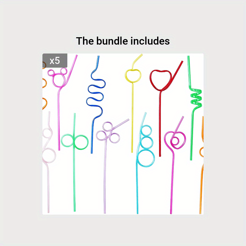 Reusable Artistic PVC Pet Curly Crazy Drinking Straws Christmas