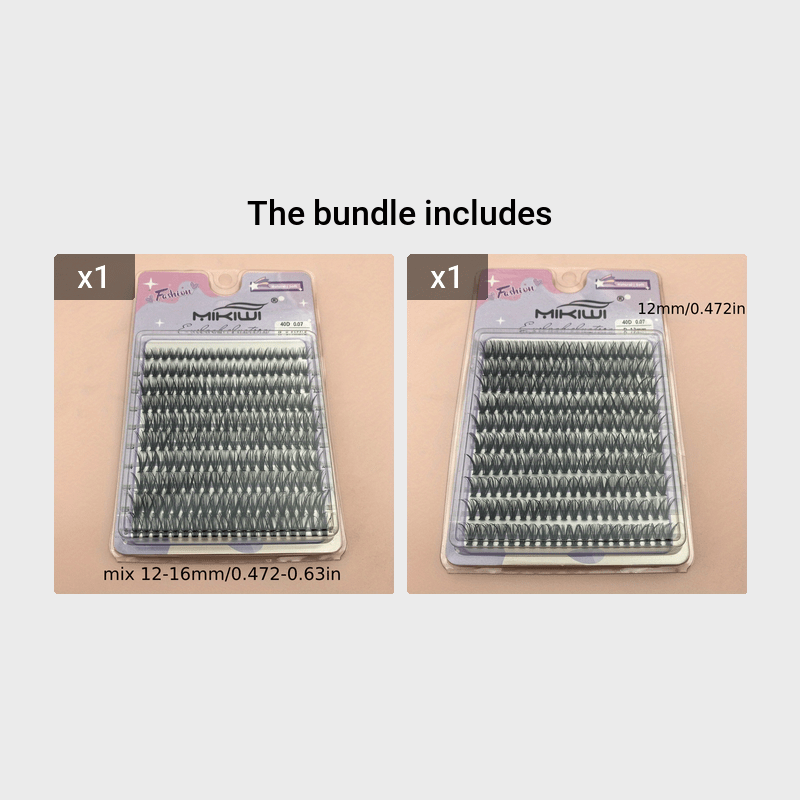 200Pcs 40D 12-16mm D Curl Cluster Lashes Soft&Natural False Eyelashes