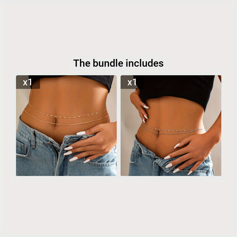 2pc Retro Snake Bone Chain Bikini Waist Chain Set