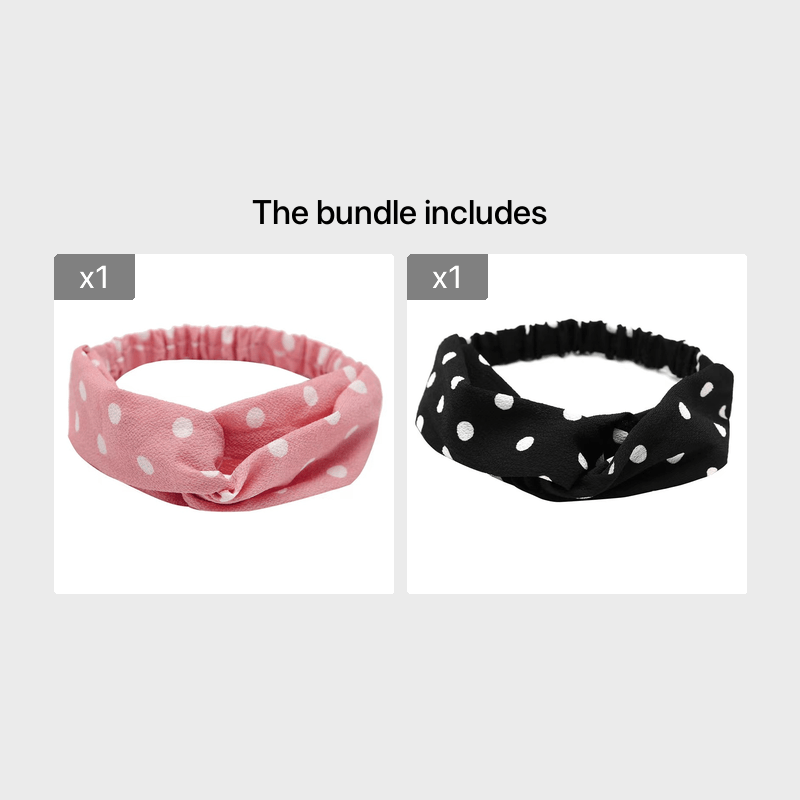 Polka Dotted Twisted Fabric Headband Boho Hair Scarf 1pc