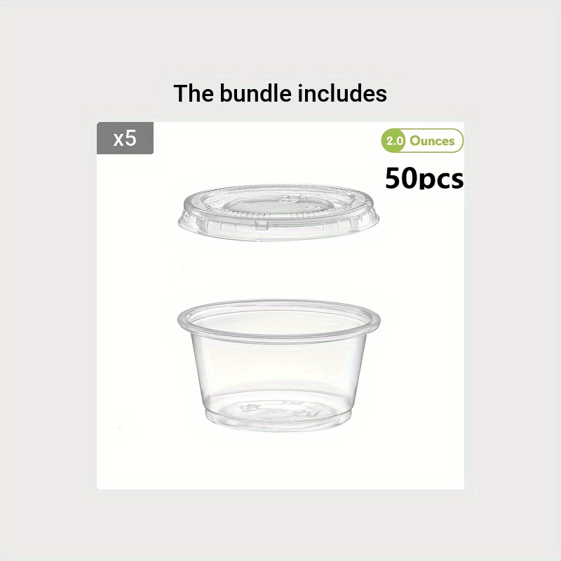 Clear Jello Shot Cups With Lids, Plastic Portion Cups / Condiment