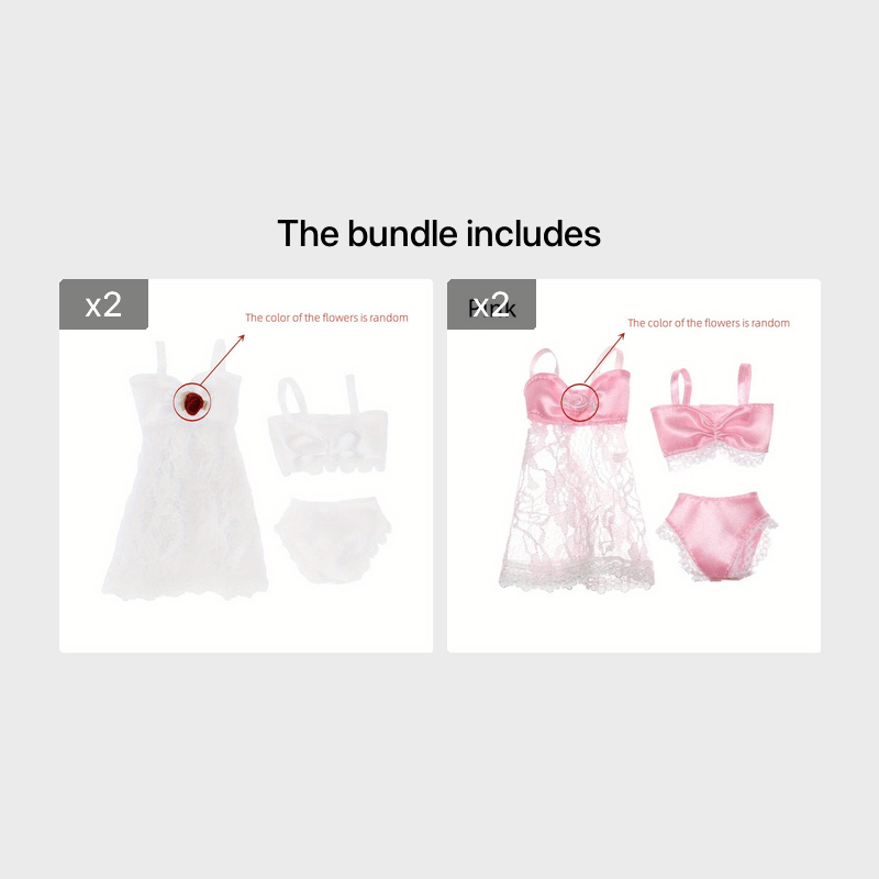Buy Doll Bra and Underwear Set in Pink and Multi Color with