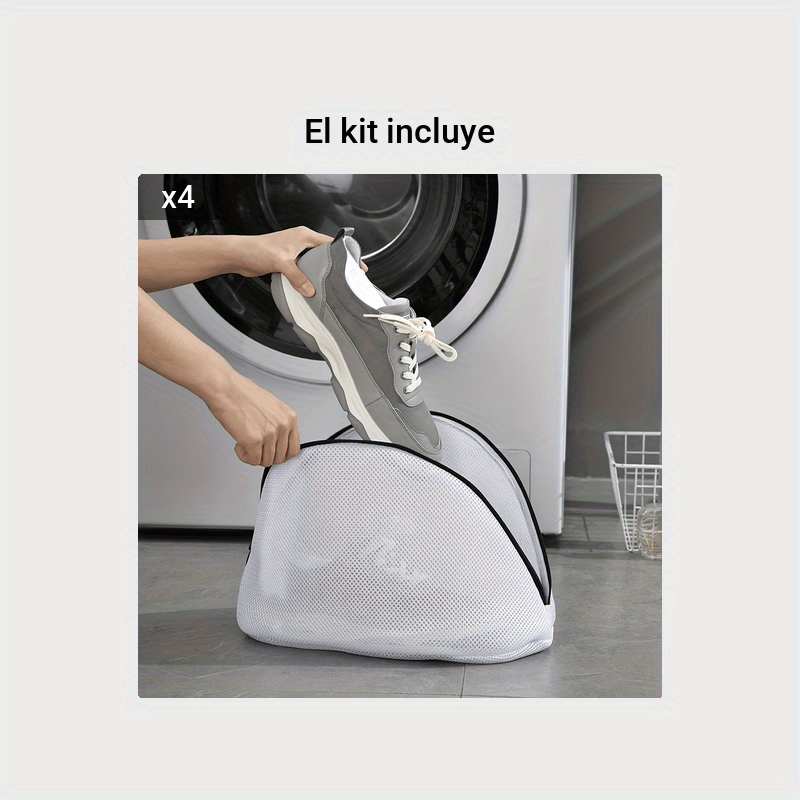 1 bolsa de lavandería de malla para zapatos y zapatillas de deporte,  Envoltura de zapatos de viaje duradera para lavadora con cremallera para  zapatill