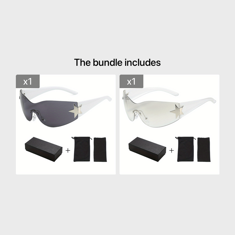 Y2K Oversized Frameless Shield Wrap Around Sunglasses