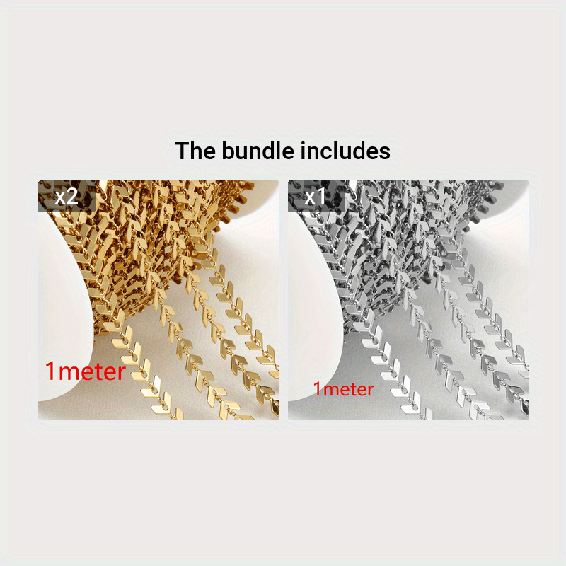 1meter Stainless Steel Chain Golden Color Rolo Cable Bulk - Temu