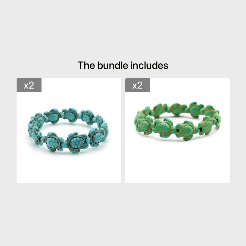 Vintage Turtle Turquoise Bracelet Natural Stone Stretch Gift