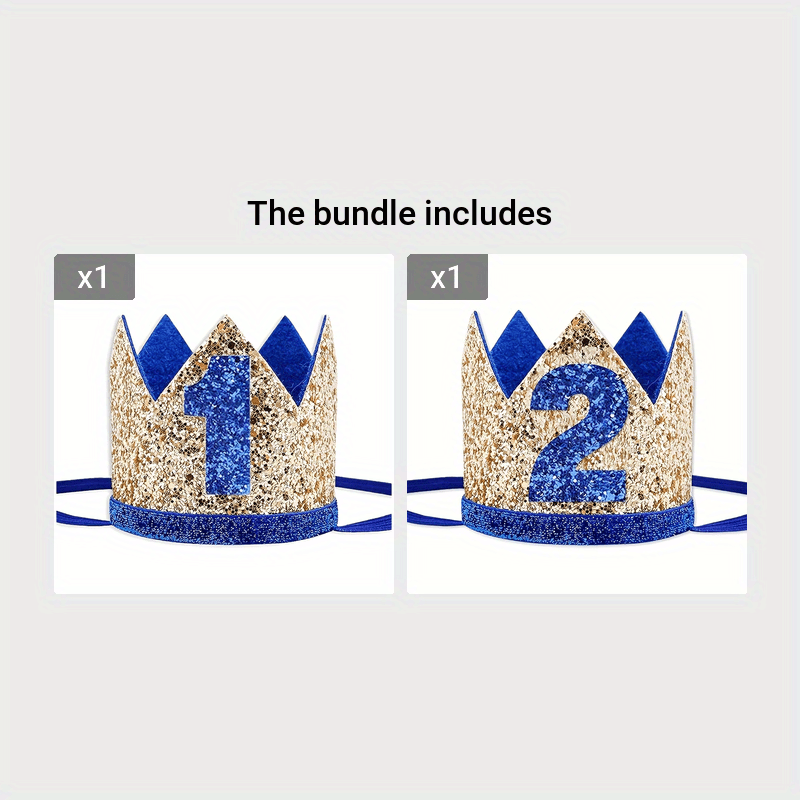 1st Birthday Party Hat Crown for Baby Boy