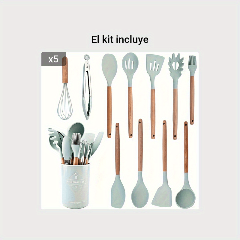 12 Piezas Juego Utensilios Cocina Silicona Incluye Espátula - Temu Chile