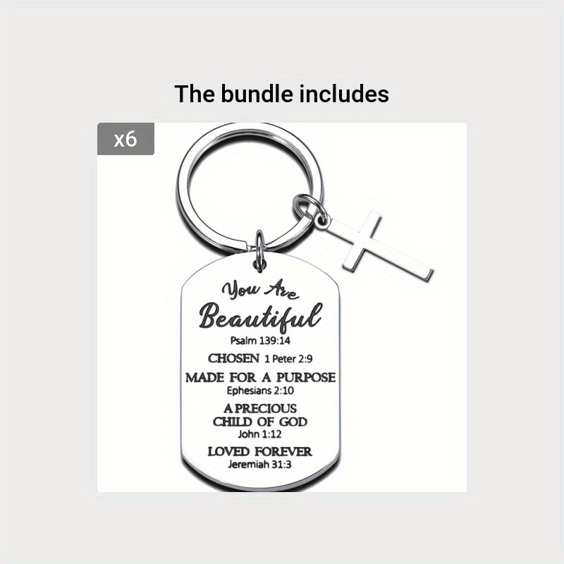 Bible Verse Keychain Inspirational Christian Gifts Religious Jewelry  Thanksgiving Baptism Bulk Stainless Steel Key Chain Gift