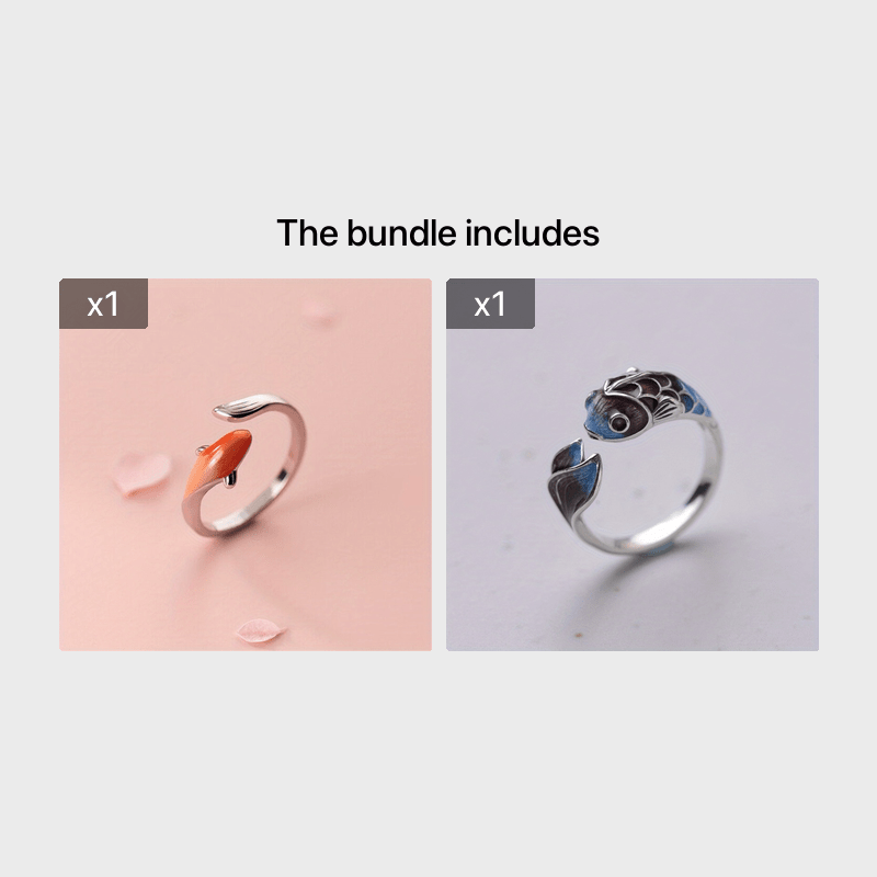 Retro Koi Enamel Colored Adjustable Ring, Unisex