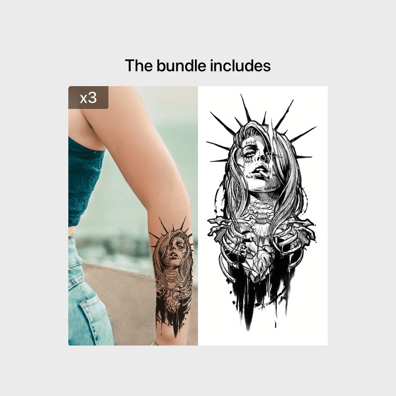Tattoo Sticker Wolf Snake Army Tribe Bride Pattern Half Arm - Temu Australia