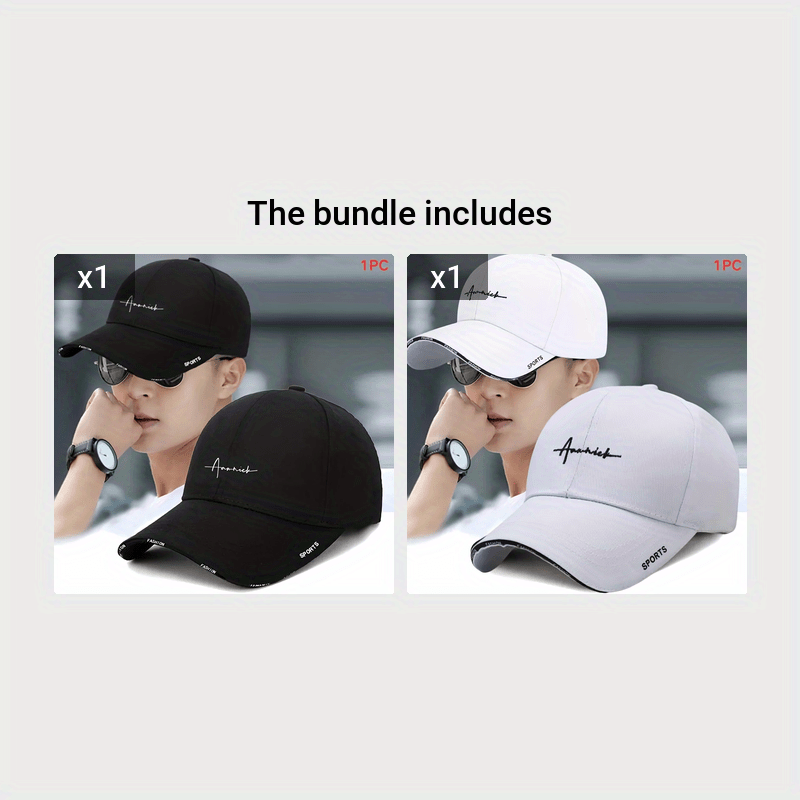 E-shop 1 Lässige Baseballkappe mit besticktem Schriftzug, Frühling/Winter Hip-Hop-Baseballkappe, leichte Outdoor-Reisemütze für alle Jahreszeiten