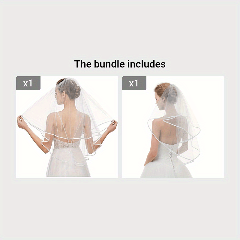 Bridal Veil Women's Simple Tulle Short Wedding Veil Ribbon - Temu