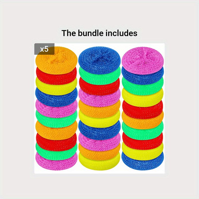 NSBELL 30PCS Plastic Dish Scrubbers for Dishes Plastic Pot Round Scrubber  Scouring Pad Nylon Dish Scrubber, Poly Mesh Scouring Dish Pads Non Scratch