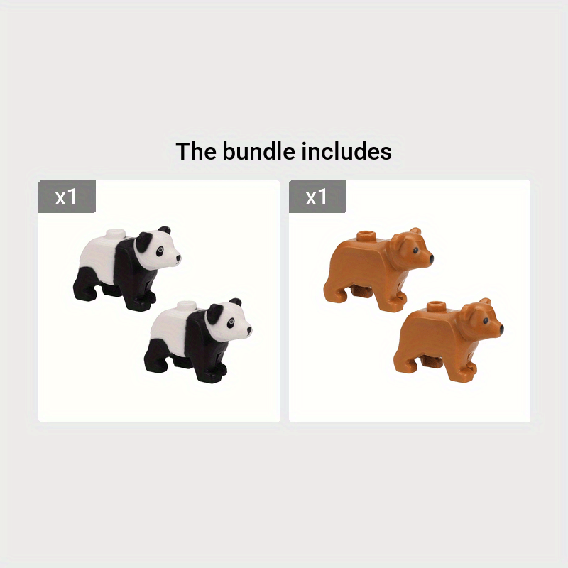Zoo Animals Building Blocks Panda Brown & Bear Toy