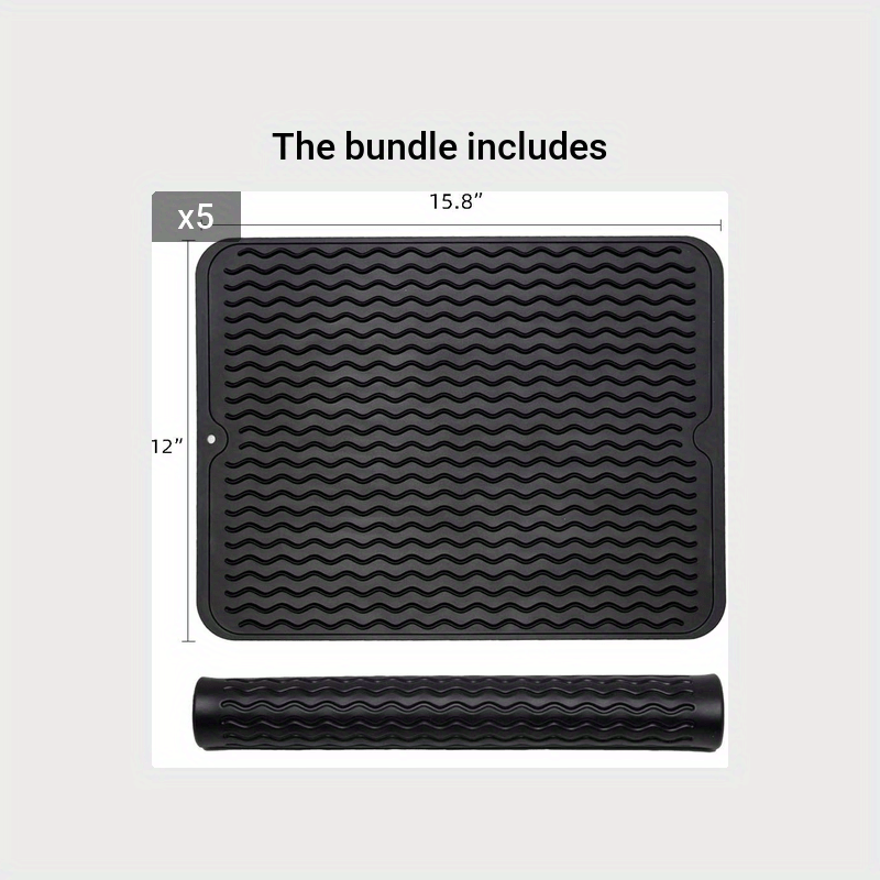 40 x 30cm Silicone Dish Drying Mat Heat Resistant Foldable Non