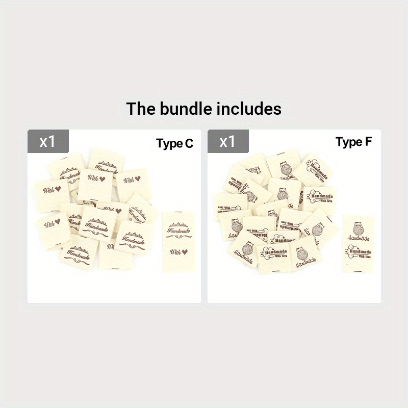 30/50pcs Couture Tissées Étiquettes De Vêtements Faits À La Main