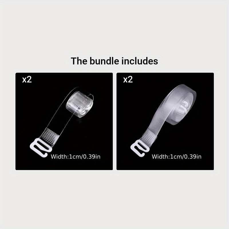 Unique Bargains 3 Pair Non-Slip Adjustable Invisible Clear Bra Shoulder  Strap with Plastic Hook Transparent 12mm 