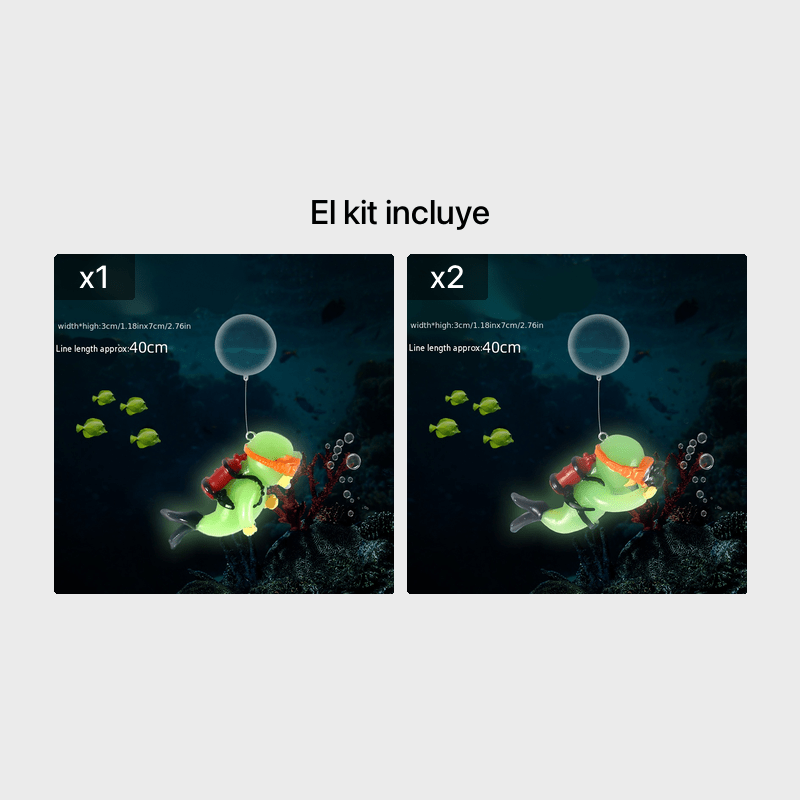 Decoraci n Acuario Mini Buzo Fluorescente Verde Amigable Peces