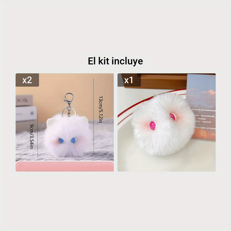 llavero de gato de peluche en color blanco - HEMA México