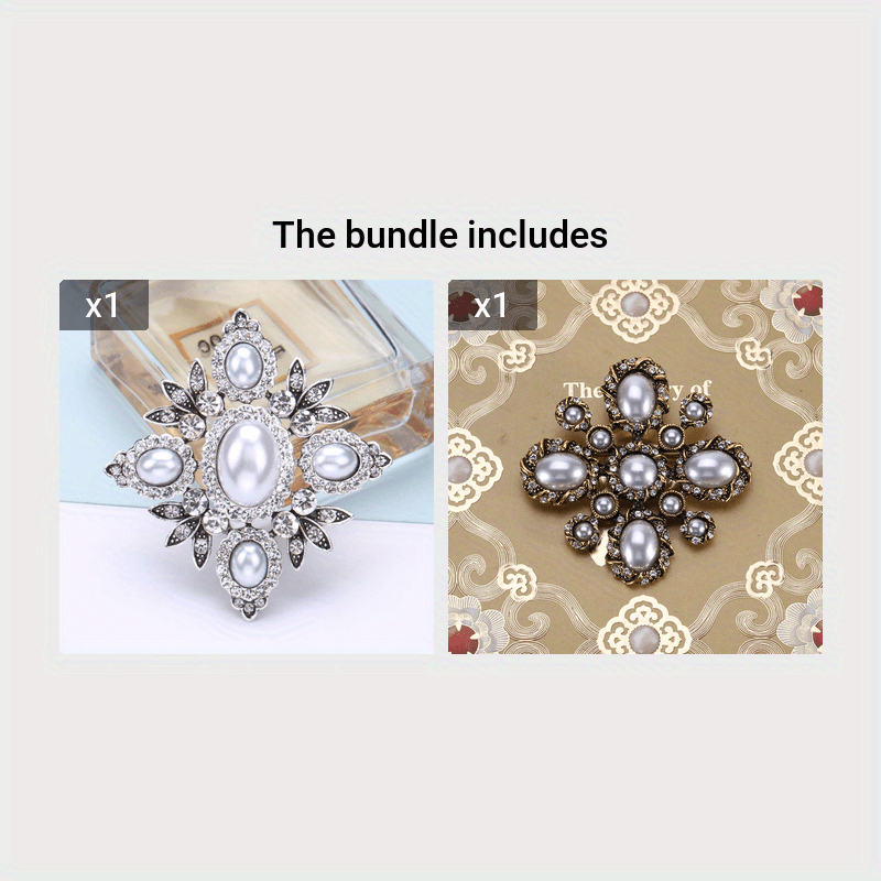 Retro Pearl Cross Brooch Pins for Women Fashion