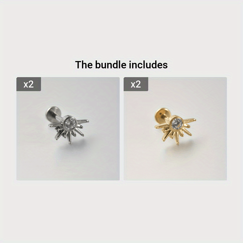 Piercing Labret In Titanio 16G - Per Labbra E Orecchio, Con CZ Chiaro, 6-12mm - Foto 3