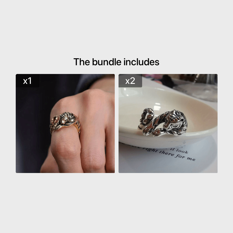 Men's Small Tiger Open Ring Retro Zodiac Tail Ring