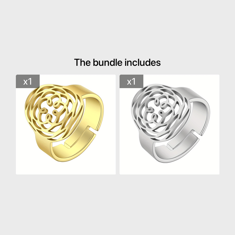 Golden Stainless Steel Rose Pattern Ring for Men