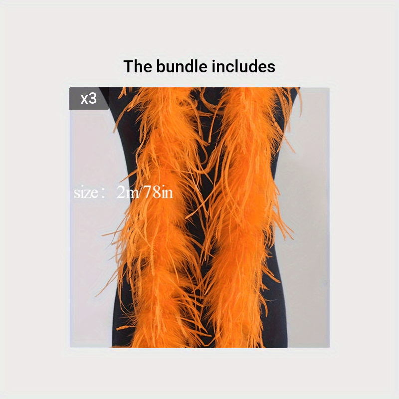 1pc 2m/78in Ostrich Feather Strip, Multicolor, Orange, Suitable For  Christmas Costume Decoration, Diy Hair Clip Accessory, Performance Dance  Costume, High-end Dress, Clothing Material, Etc.
