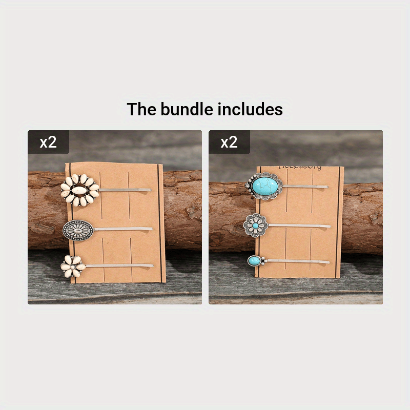 3pcs retro bobby pins turquoise hairpins side pins bang  display picture 1