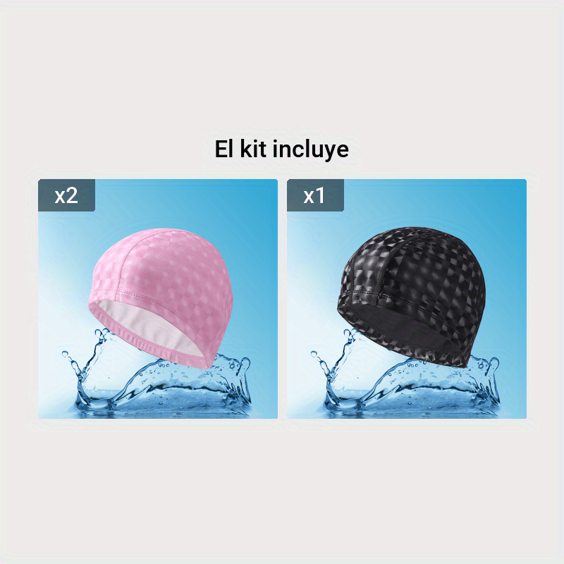 Gorro de piscina de verano impermeable, tela de Pu, cómodo gorro