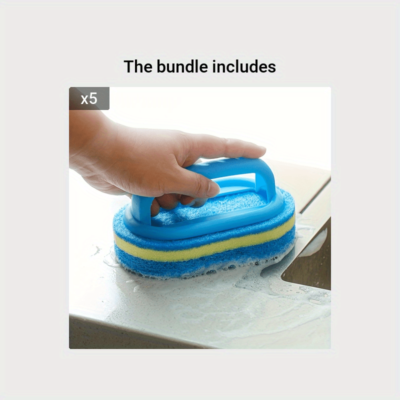 Kitchen Sponge Wipe With Handle Cleaning Brush Bathroom Tile Glass Cleaning  Sponge Thickening Stain Removal Clean Brush - Temu
