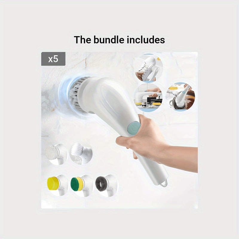 Electric Spin Scrubbers in Clearance,Cordless Spin Scrubbers With 5  Replaceable Brush Heads And Adjust Extension Handle,Power Cleaning Brush  For