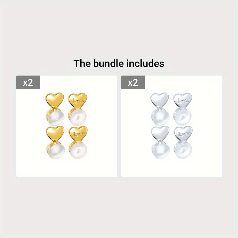 4 Pairs Earring Lifters, Hypoallergenic Heart Earring Backs Compatible With  Droopy Ears Adjustable Compatible With Heavy Earring