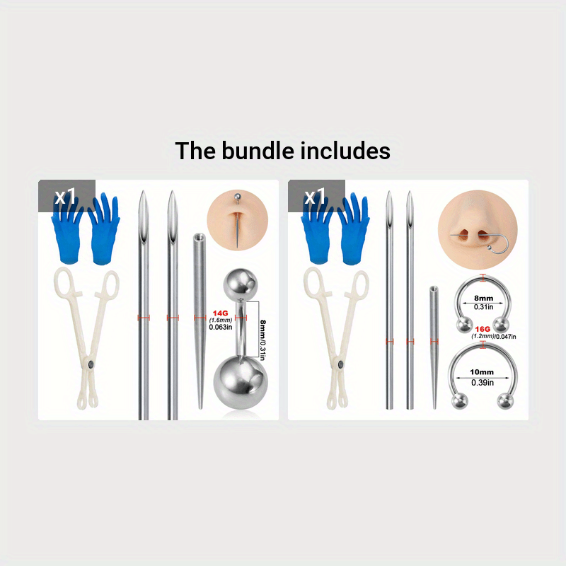 Manopole Spugna Kit Per Body Piercing Con Pinza Termostato, Morsetto A Spugna E 6 Aghi Dritti, In Acciaio Chirurgico Kit Piercing Professionale In Acciaio - Foto 6